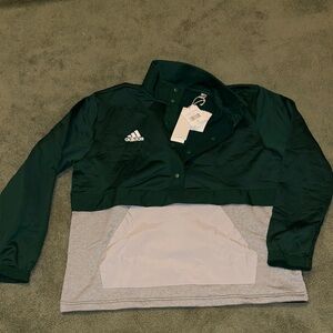 Adidas Forest Green and Light Gray Pullover